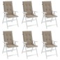 vidaXL Cojín silla de jardín respaldo alto 6 uds tela taupé 120x50x3cm