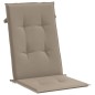 vidaXL Cojín silla de jardín respaldo alto 6 uds tela taupé 120x50x3cm
