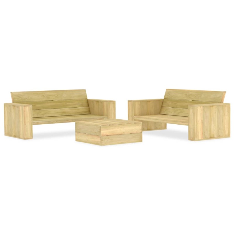 vidaXL Juego de muebles de jardín 3 piezas madera de pino impregnada vidaXL Juego de muebles de jardín 3 piezas madera de pino impregnada