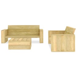 vidaXL Juego de muebles de jardín 3 piezas madera de pino impregnada
