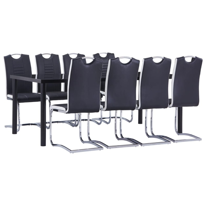 vidaXL Juego de comedor 9 piezas cuero sintético negro vidaXL Juego de comedor 9 piezas cuero sintético negro
