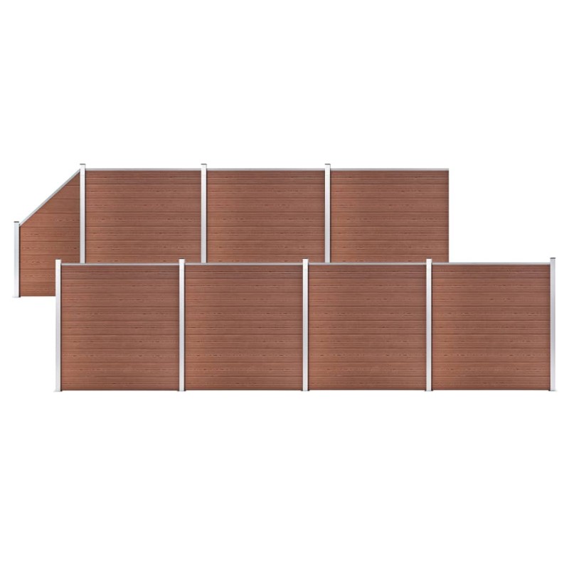 vidaXL Set de valla 7 cuadradas + 1 oblicua WPC marrón 1311x186 cm