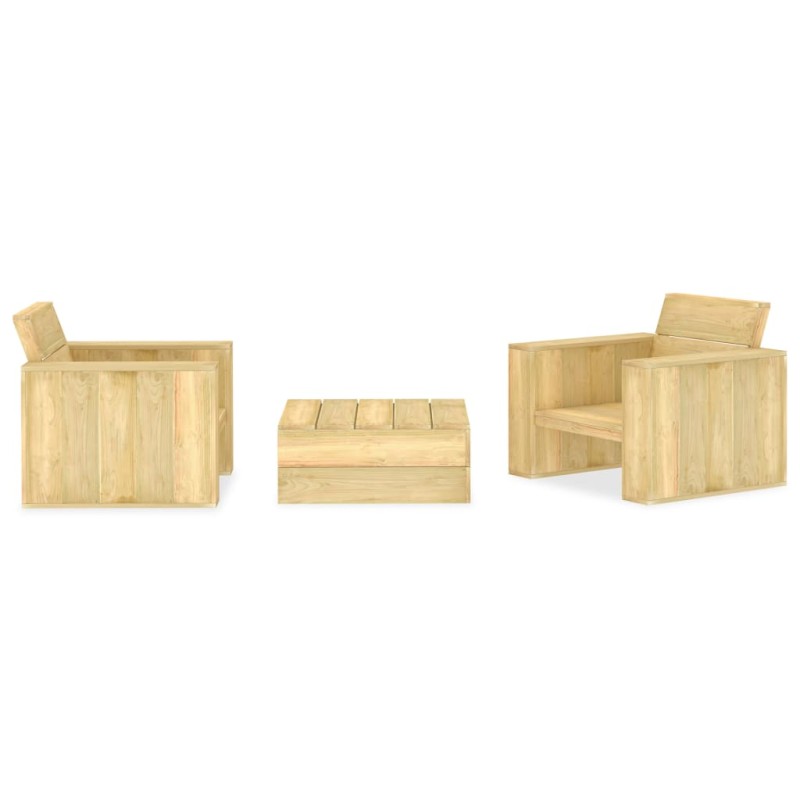 vidaXL Juego de muebles de jardín 3 piezas madera de pino impregnada vidaXL Juego de muebles de jardín 3 piezas madera de pino impregnada