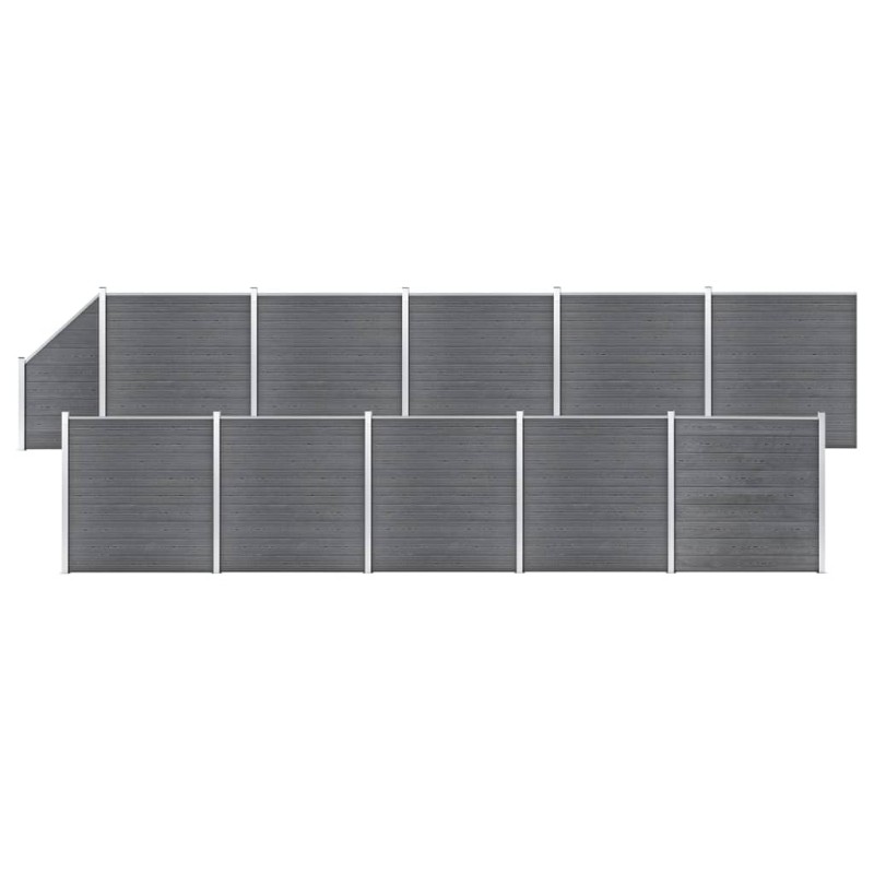 vidaXL Set de valla 10 cuadradas + 1 oblicua WPC gris 1830x186 cm vidaXL Set de valla 10 cuadradas + 1 oblicua WPC gris 1830x186 cm