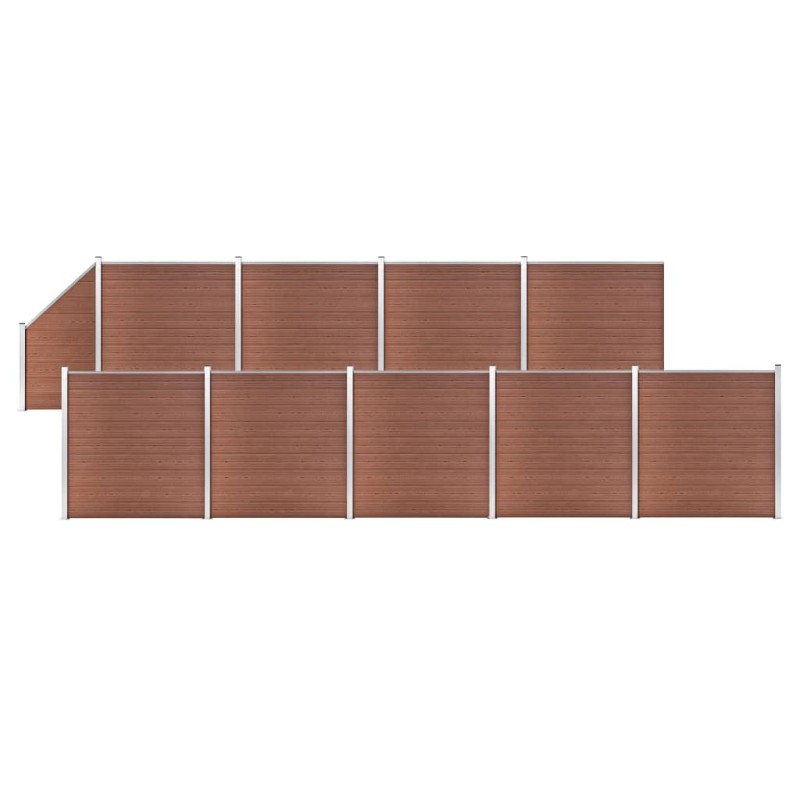vidaXL Set de valla 9 cuadradas + 1 oblicua WPC marrón 1657x186 cm
