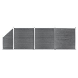 vidaXL Set de valla 3 cuadradas + 1 oblicua WPC gris 619x186 cm