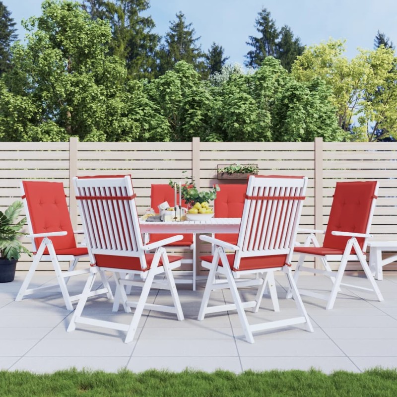 vidaXL Cojín silla de jardín respaldo alto 6 uds tela rojo 120x50x3 cm vidaXL Cojín silla de jardín respaldo alto 6 uds tela rojo 120x50x3 cm