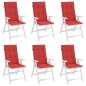 vidaXL Cojín silla de jardín respaldo alto 6 uds tela rojo 120x50x3 cm vidaXL Cojín silla de jardín respaldo alto 6 uds tela rojo 120x50x3 cm
