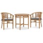 vidaXL Set de comedor de jardín 3 pzas y cojines madera maciza de teca