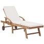 vidaXL Tumbonas con cojín 2 uds madera maciza de teca crema vidaXL Tumbonas con cojín 2 uds madera maciza de teca crema