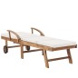 vidaXL Tumbonas con cojín 2 uds madera maciza de teca crema vidaXL Tumbonas con cojín 2 uds madera maciza de teca crema