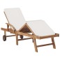 vidaXL Tumbonas con cojín 2 uds madera maciza de teca crema vidaXL Tumbonas con cojín 2 uds madera maciza de teca crema