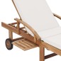 vidaXL Tumbonas con cojín 2 uds madera maciza de teca crema vidaXL Tumbonas con cojín 2 uds madera maciza de teca crema