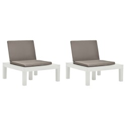 vidaXL Tumbonas de jardín con cojines 2 unidades plástico blanco