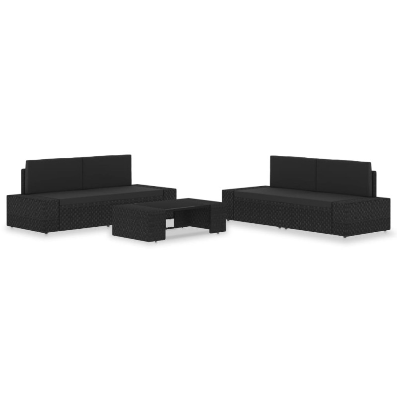 vidaXL Juego de muebles de jardín 5 piezas ratán sintético negro vidaXL Juego de muebles de jardín 5 piezas ratán sintético negro