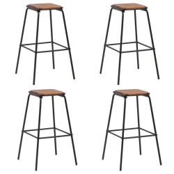 vidaXL Taburetes de cocina 4 uds madera maciza de pino y acero negro