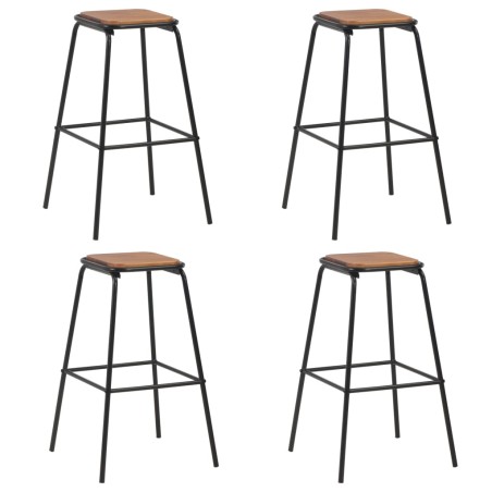 vidaXL Taburetes de cocina 4 uds madera maciza de pino y acero negro
