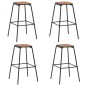 vidaXL Taburetes de cocina 4 uds madera maciza de pino y acero negro