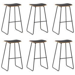 vidaXL Taburetes de cocina 6 unidades cuero sintético negro