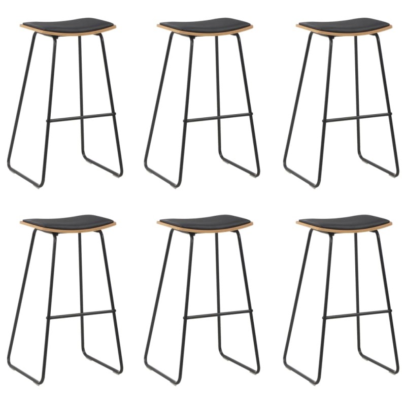 vidaXL Taburetes de cocina 6 unidades cuero sintético negro vidaXL Taburetes de cocina 6 unidades cuero sintético negro