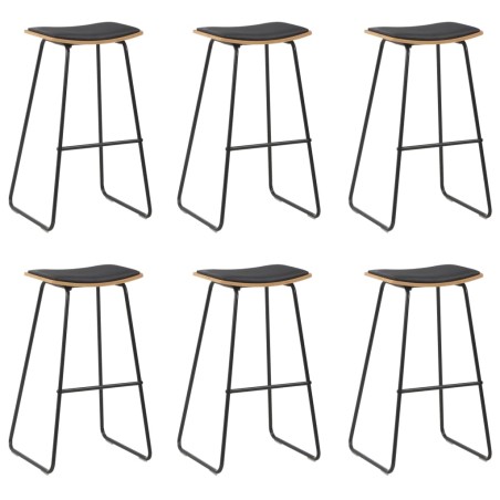 vidaXL Taburetes de cocina 6 unidades cuero sintético negro