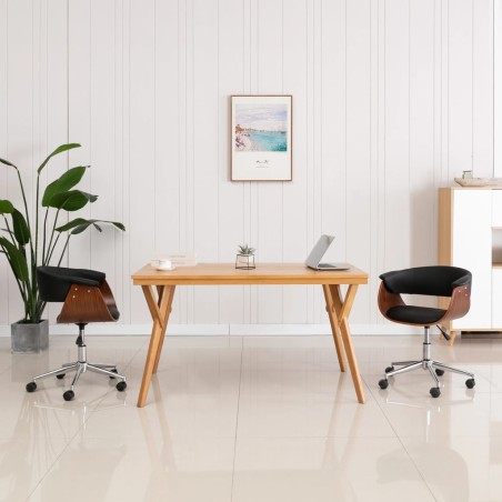 vidaXL Sillas de comedor giratorias 2 unidades cuero sintético negro