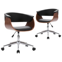 vidaXL Sillas de comedor giratorias 2 unidades cuero sintético negro