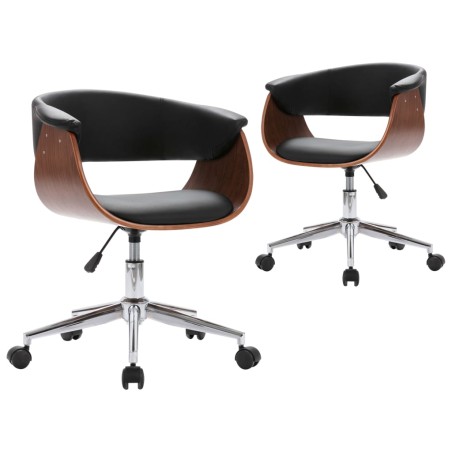 vidaXL Sillas de comedor giratorias 2 unidades cuero sintético negro