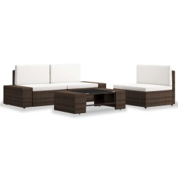 vidaXL Juego de muebles de jardín 4 piezas ratán sintético marrón