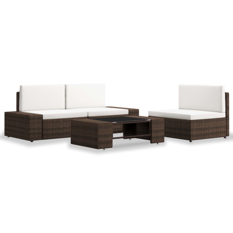 vidaXL Juego de muebles de jardín 4 piezas ratán sintético marrón vidaXL Juego de muebles de jardín 4 piezas ratán sintético marrón
