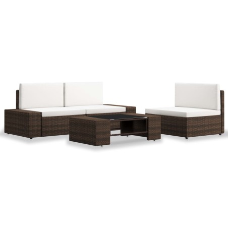 vidaXL Juego de muebles de jardín 4 piezas ratán sintético marrón