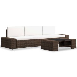 vidaXL Juego de muebles de jardín 4 piezas ratán sintético marrón