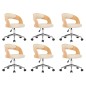 vidaXL Sillas de comedor giratorias 6 uds madera curvada cuero crema vidaXL Sillas de comedor giratorias 6 uds madera curvada cuero crema