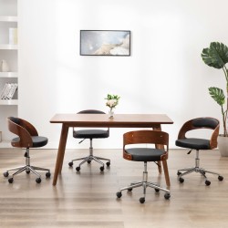 vidaXL Sillas de comedor 4 uds madera curvada y cuero sintético