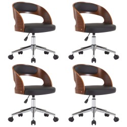 vidaXL Sillas de comedor 4 uds madera curvada y cuero sintético
