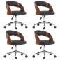 vidaXL Sillas de comedor 4 uds madera curvada y cuero sintético