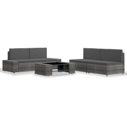 vidaXL Juego de muebles de jardín 5 piezas ratán sintético gris