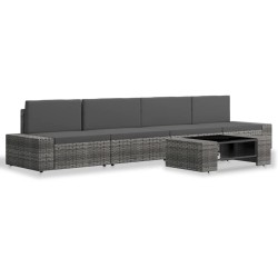 vidaXL Juego de muebles de jardín 5 piezas ratán sintético gris