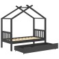 vidaXL Estructura de cama infantil y cajón madera pino gris 80x160cm vidaXL Estructura de cama infantil y cajón madera pino gris 80x160cm