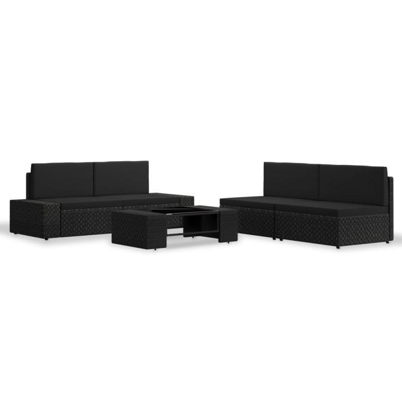 vidaXL Juego de muebles de jardín 5 piezas ratán sintético negro vidaXL Juego de muebles de jardín 5 piezas ratán sintético negro