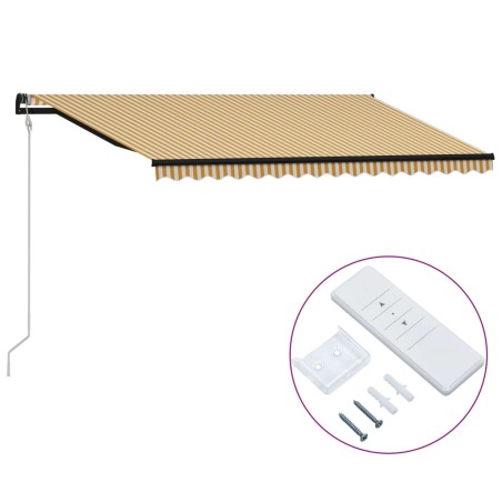 vidaXL Toldo automático retráctil amarillo y blanco 400x300 cm