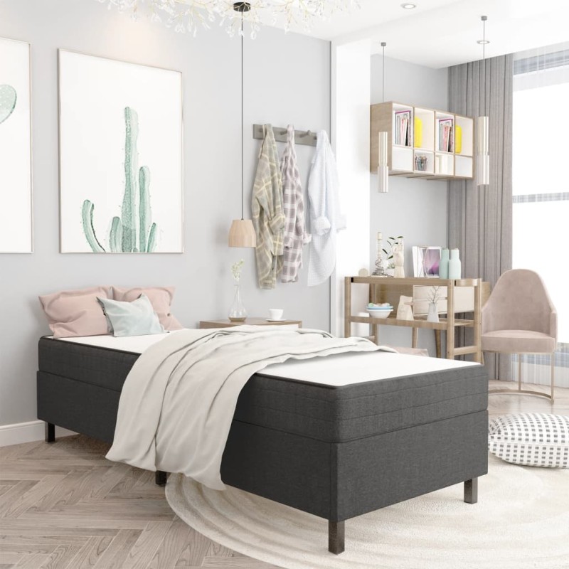 vidaXL Cama box spring tela gris oscuro 100x200 cm vidaXL Cama box spring tela gris oscuro 100x200 cm