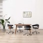 vidaXL Sillas de comedor giratorias 4 uds madera curvada y cuero negro