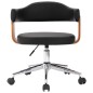 vidaXL Sillas de comedor giratorias 4 uds madera curvada y cuero negro