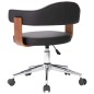 vidaXL Sillas de comedor giratorias 4 uds madera curvada y cuero negro