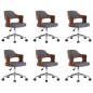 vidaXL Sillas de comedor giratorias 6 uds madera curvada y tela gris vidaXL Sillas de comedor giratorias 6 uds madera curvada y tela gris