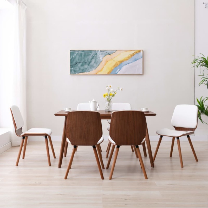 vidaXL Sillas de comedor 6 unidades cuero sintético blanco vidaXL Sillas de comedor 6 unidades cuero sintético blanco
