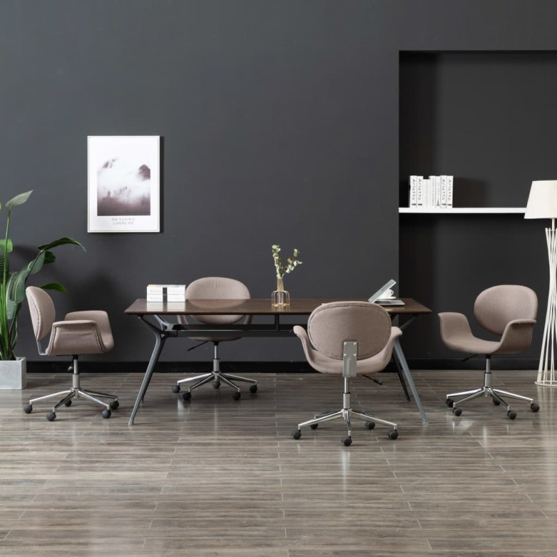 vidaXL Sillas de comedor giratorias 4 unidades tela color gris taupe vidaXL Sillas de comedor giratorias 4 unidades tela color gris taupe