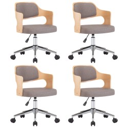 vidaXL Sillas comedor giratorias 4 uds madera curvada tela gris taupe
