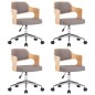vidaXL Sillas comedor giratorias 4 uds madera curvada tela gris taupe vidaXL Sillas comedor giratorias 4 uds madera curvada tela gris taupe